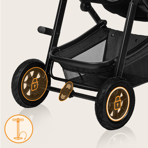 lionelo Amber 3 w 1 Black Silver — Wózek wielofunkcyjny